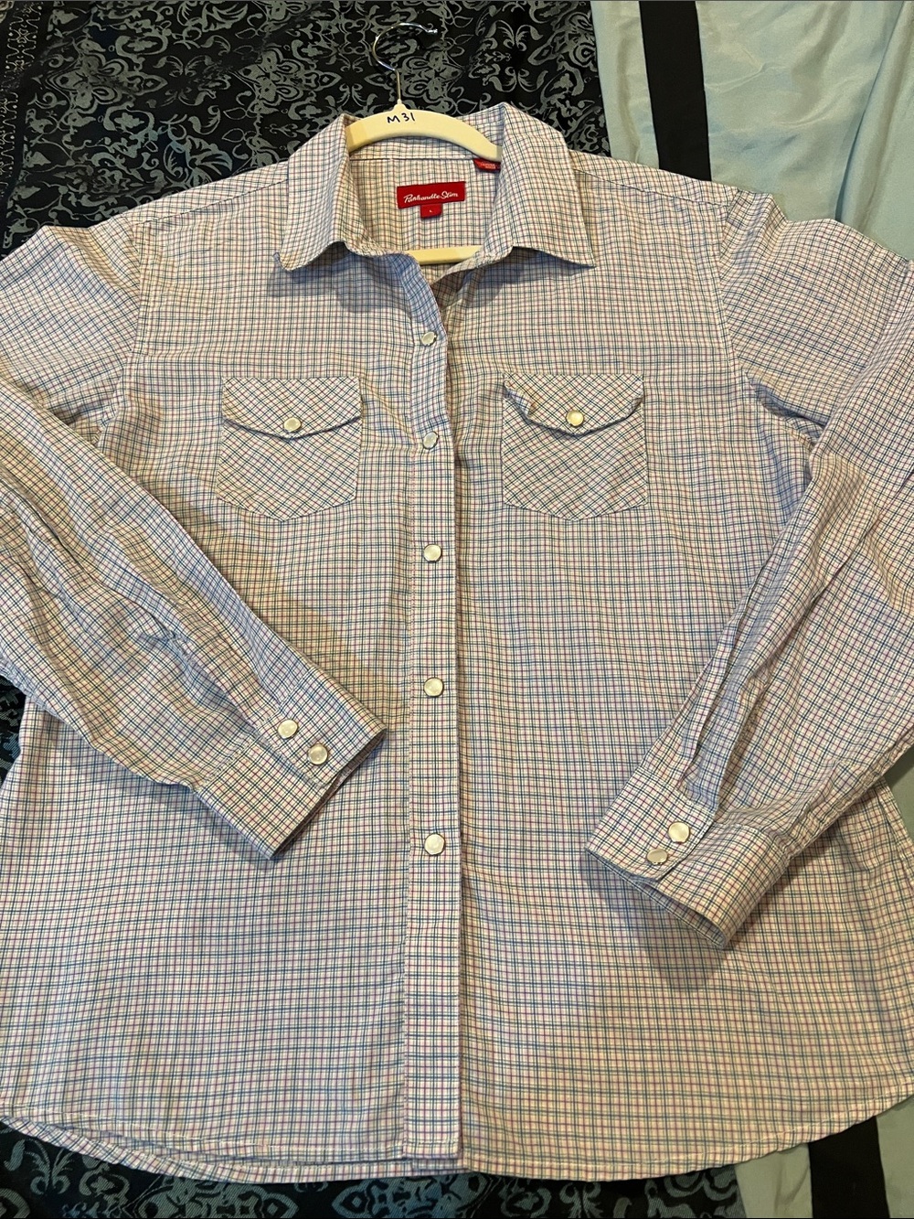 Panhandle Slim Pink and Blue Plaid Button-Down Shirt